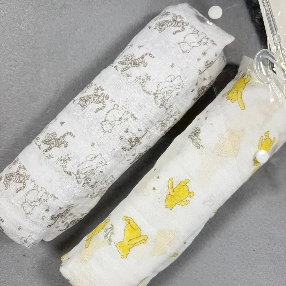 NEW Disney Baby Aden + Anais Winnie the Pooh swaddle blankets - cotton muslin